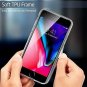For iPhone 7/8 Plus Case 9H Tempered Glass Back Cover Soft Silicone Bumper Black