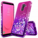 For Galaxy J8 Case Glitter Liquid Quicksand Waterfall Floating Flowing Fashion