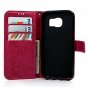 For Samsung Galaxy S7 Edge Case Leather Wallet Card Holders Fashion Pen Hot Pink