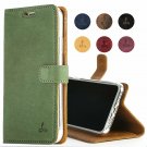 iPhone XS/X Case Luxury Genuine Leather Wallet Viewing Card Slots Dark Green