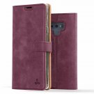 Samsung Galaxy Note 9 Case Luxury Genuine Leather Wallet Viewing Stand Plum
