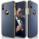 For iPhone X/Xs Case Luxury Leather Ultra Slim & Thin Soft Flexible Navy Blue