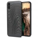 For iPhone XR Case Wood Cool Geometric Walnut Wood Grain Slim Soft Silicone