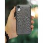 For iPhone XR Case Wood Cool Geometric Walnut Wood Grain Slim Soft Silicone