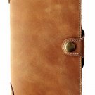For iPhone 8 Plus/7 Plus 5.5 Inch Genuine Leather Wallet Cases Handmade Brown
