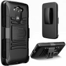 For Motorola Droid Turbo Case Dual Layer Protective Kickstand Belt Swivel Black