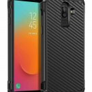 For Galaxy J8 2018 Case 2 in 1 Slim Carbon Fiber Texture Hybrid Hard Black