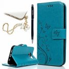 For Samsung Galaxy S7 Edge Case Leather Wallet Card Holders Fashion Pen Blue