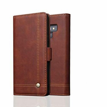 For Galaxy Note 9 Case Leather Wallet Thin Slim Folio ID&Credit Card Brown