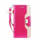 Samsung Galaxy S7 Edge Case Leather Wallet Flip Folio Mirror LightMagenta/Gold
