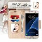 Samsung Galaxy S7 Edge Case Leather Wallet Flip Folio Mirror LightMagenta/Gold