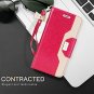 Samsung Galaxy S7 Edge Case Leather Wallet Flip Folio Mirror LightMagenta/Gold