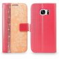 For Galaxy S7 Edge Wallet Case Leather Diamond Jewel Card Slots Peach Pink Bling
