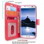 For Galaxy S7 Edge Wallet Case Leather Diamond Jewel Card Slots Peach Pink Bling