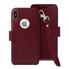 For iPhone Xs Wallet case Lanyard, Durable Slim Faux Leather Magnetic Burgundy