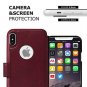 For iPhone Xs Wallet case Lanyard, Durable Slim Faux Leather Magnetic Burgundy