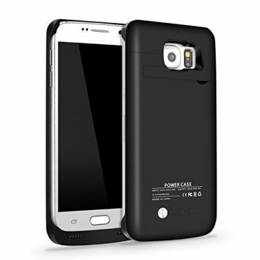 For Samsung Galaxy S6 Battery Case 4200mAh Rechargeable Impact Resistant Black