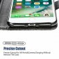 For iPhone 7/8 Plus Case PU Leather Wallet Kickstandand Flip Cover Weave Black