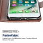 For iPhone 7/8 Plus Case PU Leather Wallet Kickstandand Flip Cover Weave Brown