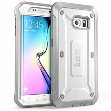 For Galaxy S6 Edge case Full-body Rugged Holster Screen Protector White/Gray