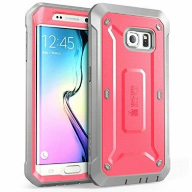 For Galaxy S6 Edge case Full-body Rugged Holster Screen Protector Pink/Gray