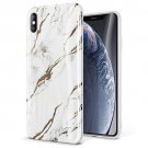 For iPhone X/Xs Case Ultra Slim Thin Glossy Soft TPU Rubber Gel White/Gold