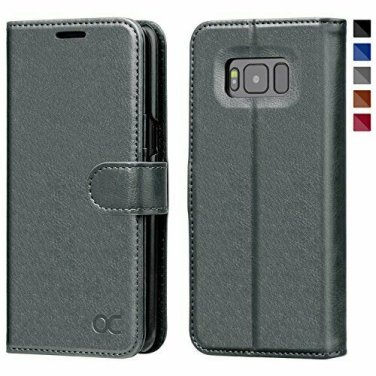 For Samsung Galaxy S8 Case Magnetic Leather Strap Flip Wallet Premium Gray