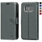 For Samsung Galaxy S8 Case Magnetic Leather Strap Flip Wallet Premium Gray
