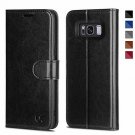 For Samsung Galaxy S8 Case Magnetic Leather Strap Flip Wallet Black