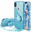 For iPhone Xs Max Case for Girl Women Cute Glitter Bling Diamond Blue
