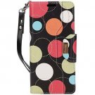 For Galaxy Note 8 Wallet Case Flip Kickstand Card Slots Mirror Wristlet Circles
