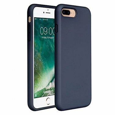 For iPhone 7/8 Plus Case Silicone Rubber Full Body Protection Navy Blue