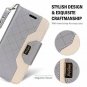 For Galaxy Note 8 Wallet Case Flip Kickstand Card Slots Mirror Wristlet Grey