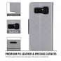 For Galaxy Note 8 Wallet Case Flip Kickstand Card Slots Mirror Wristlet Grey