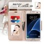 Samsung Galaxy S7 Edge Case Leather Wallet Flip Folio Mirror ForestGreen