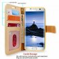 For Galaxy S7 Edge Wallet Case Leather Diamond Jewel Card Slots Golden Bling