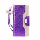 Samsung Galaxy S7 Edge Case Leather Wallet Flip Folio Mirror Lightpurple/Gold