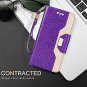 Samsung Galaxy S7 Edge Case Leather Wallet Flip Folio Mirror Lightpurple/Gold