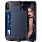 For iPhone Xs Max Case Wallet Card Holder Sliding  Cover Credit Card Slot Navy