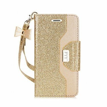 Samsung Galaxy S7 Edge Case Leather Wallet Flip Folio Mirror LightGold/Gold