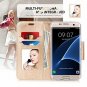 Samsung Galaxy S7 Edge Case Leather Wallet Flip Folio Mirror LightGold/Gold
