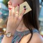 Samsung Galaxy S7 Edge Case Leather Wallet Flip Folio Mirror LightGold/Gold