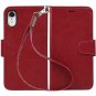 For iPhone Wallet Case Leather Wrist Strap 4-Slots Credit Cards Pocket Wine red