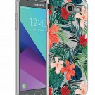 For Galaxy J7 V Case Slim Shockproof Clear Soft Flexible TPU Palm Tree Leaves