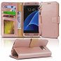For Samsung Galaxy S7 Edge Case Leather Wallet Wrist Strap Credit Card Rosegold