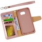For Samsung Galaxy S7 Edge Case Leather Wallet Wrist Strap Credit Card Rosegold