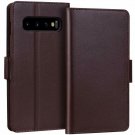 For Galaxy S10 Plus Luxury Cowhide Genuine Leather  Blocking Handcrafted Brown