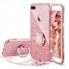 For iPhone 7/8 Plus Case Glitter Cute Diamond Rhinestone Bumper Kickstand Pink