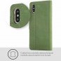 iPhone Xs Max Case Luxury Genuine Leather Wallet Viewing Card Slots Dark Green