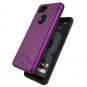 For Google Pixel 3 Case Wallet Dual Layer with Card Slot Holder Kickstand Purple
